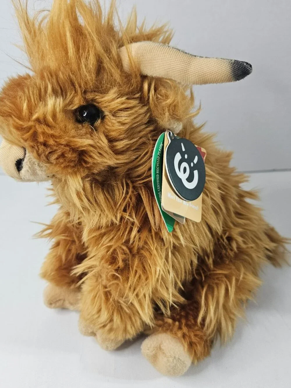 Living Nature Highland Cow Plush Soft Horns Brown Scottish Farm Stuffed Animal